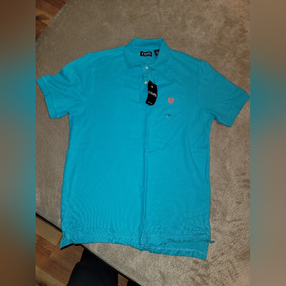 Mens Teal Chaps Polo Shirt Brand New